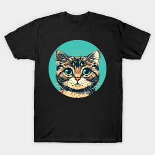 Happy Colorful Cat Face Surprise - Love Cats T-Shirt